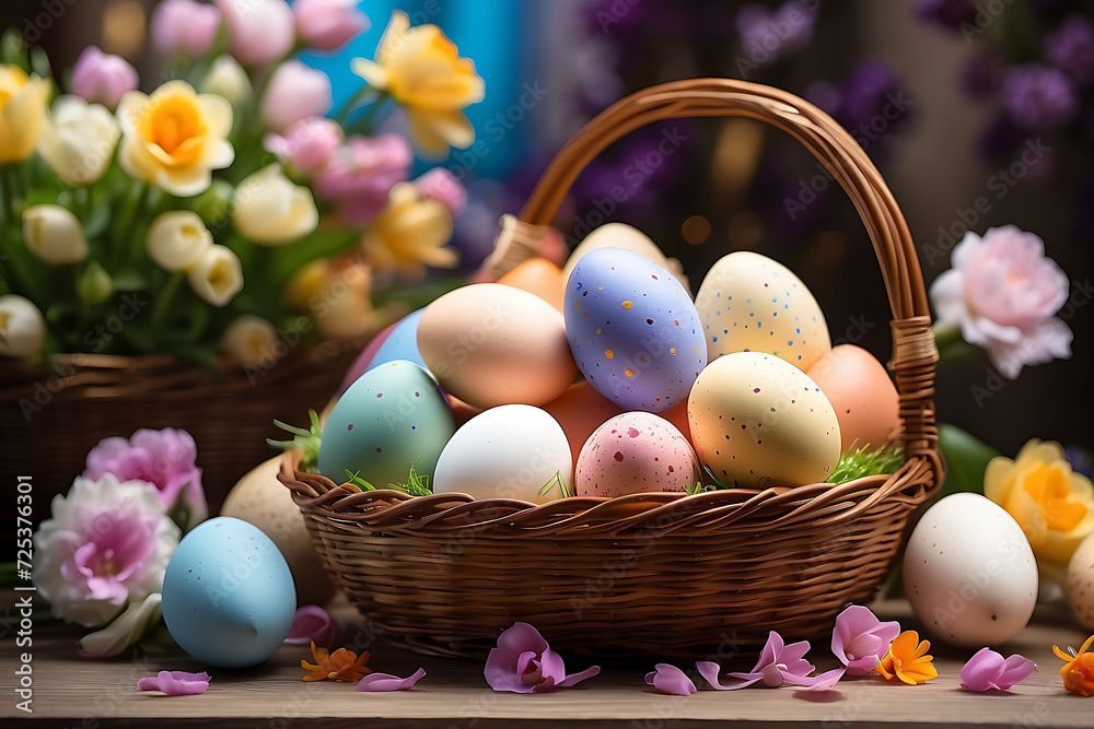 easter celebration or colorful eggs 