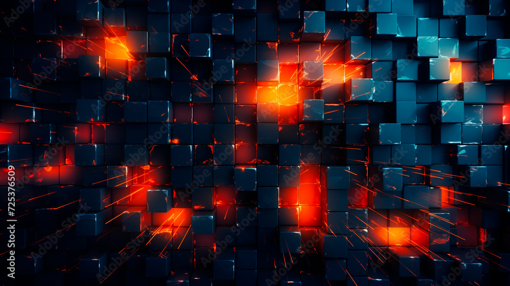 Obraz premium 3d mystical squares extruded abstract background. AI generated