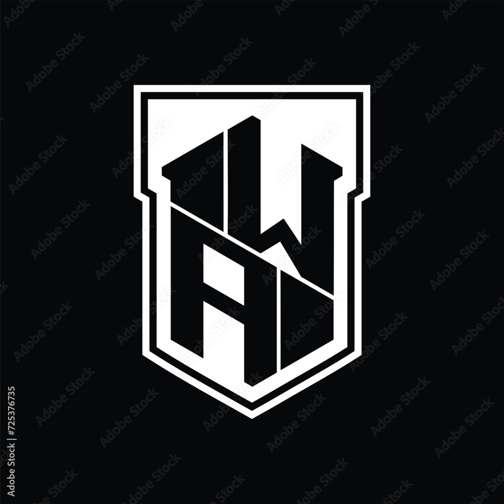 WA Logo monogram hexagon geometric up and down inside shield isolated style design template WA Logo monogram hexagon geometric up and down inside shield isolated style design template