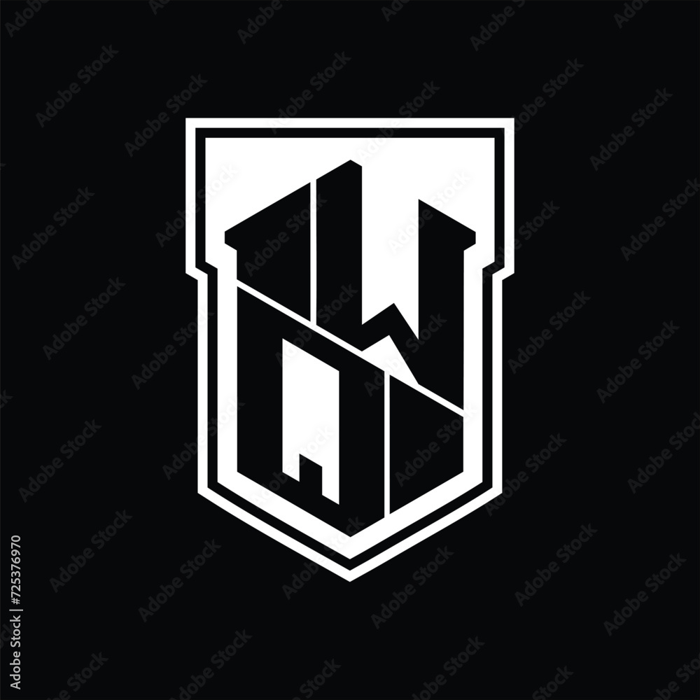 WQ Logo monogram hexagon geometric up and down inside shield isolated style design template WQ Logo monogram hexagon geometric up and down inside shield isolated style design template