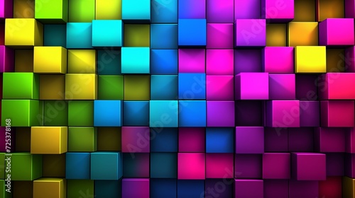 A vibrant, colorful backdrop is created by a bunch of colorful cubes stacked on top of each other.