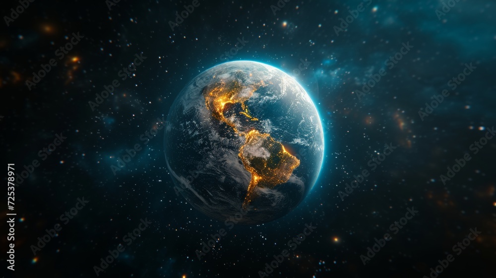 Fototapeta premium Planet earth in space among the stars.