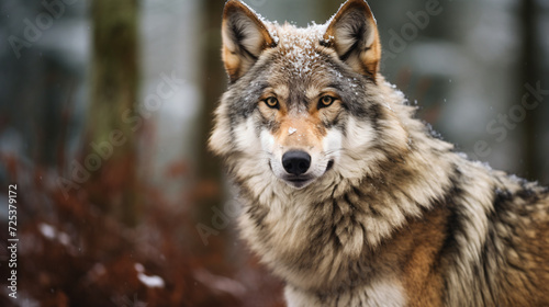 In winter a close up horizontal portrait of wolf © Rimsha