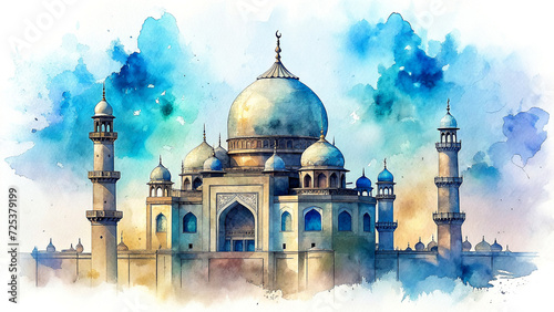 Mosque with watercolor style