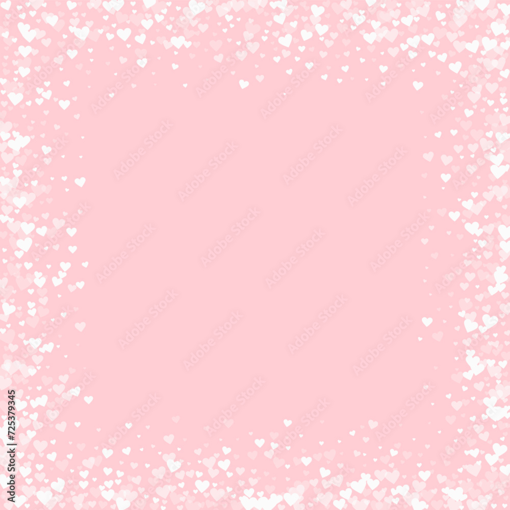 White hearts scattered on pink background. White hearts scattered on pink background.