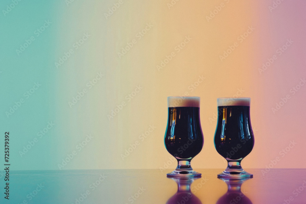 Glass pint of cold draft light lager or dark ale brewed beer with foam on table background. Brewery or pub bar advertising. Oktoberfest festival alcohol beverage or Saint Patricks day drink concept . Glass pint of cold draft light lager or dark ale brewed beer with foam on table background. Brewery or pub bar advertising. Oktoberfest festival alcohol beverage or Saint Patricks day drink concept .