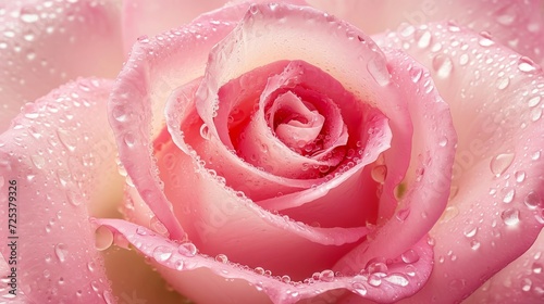 A pink rose with pink petals and water droplets on it forms a rose background.