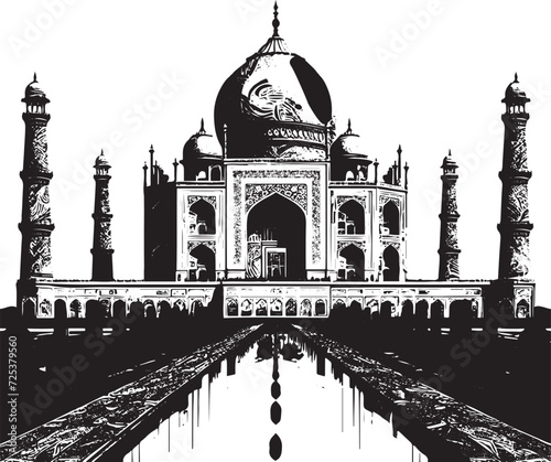 outline illustration of a taj mahal india