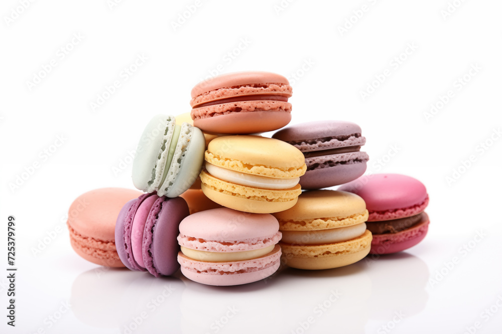 Colorful french macarons on a white background Colorful french macarons on a white background