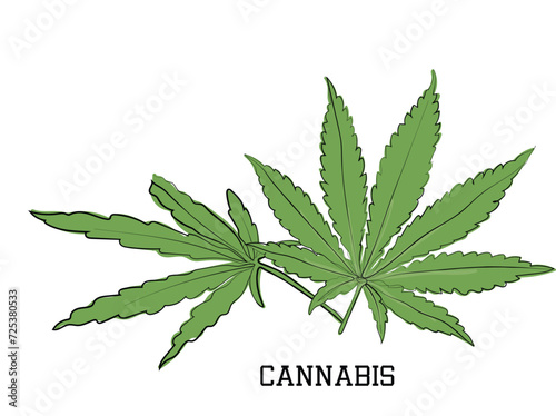 Hand drawn line art vector of Cannabis Leaf and hammer over it. Drug Abuse and Laws concept.