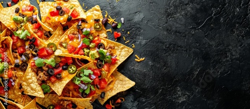Cheesy nachos with text space