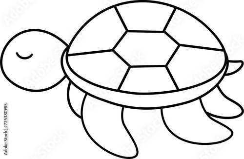 cute sea turtle cartoon lineart
