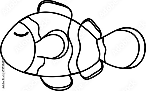 cute clownfish cartoon lineart