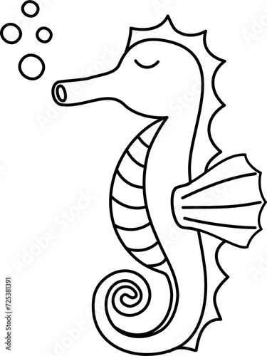 cute seahorse cartoon lineart