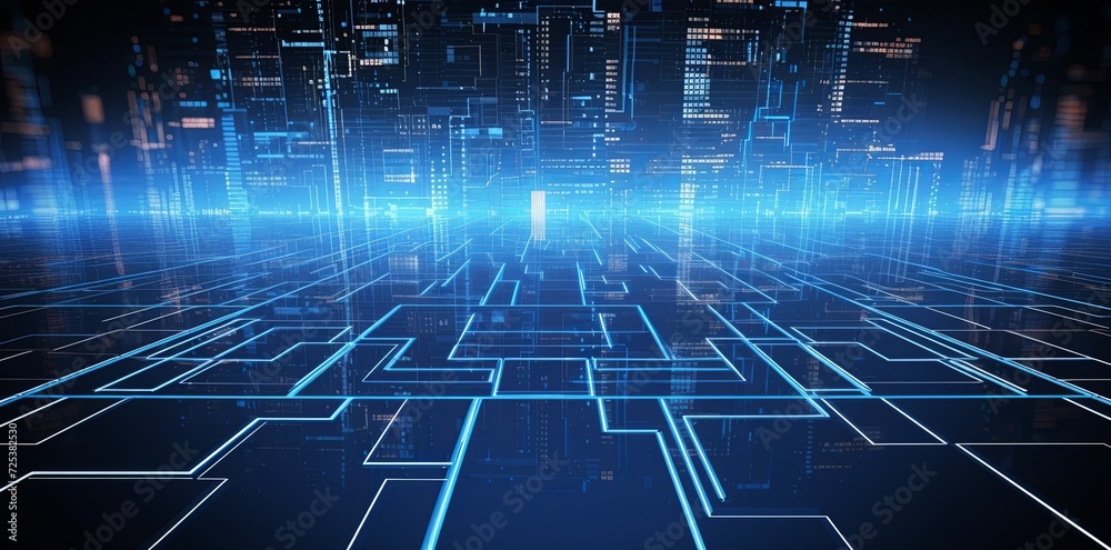 Technology circuit background with blue lights in the form of a graphic background. Technology circuit background with blue lights in the form of a graphic background.