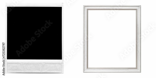 Black and white photo frames with shadows isolated on white background. Vector illustration photo