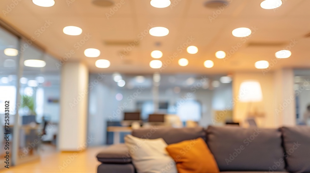 A living room filled with furniture and lots of windows has ceiling fluorescent lighting, providing white product lighting. A living room filled with furniture and lots of windows has ceiling fluorescent lighting, providing white product lighting.