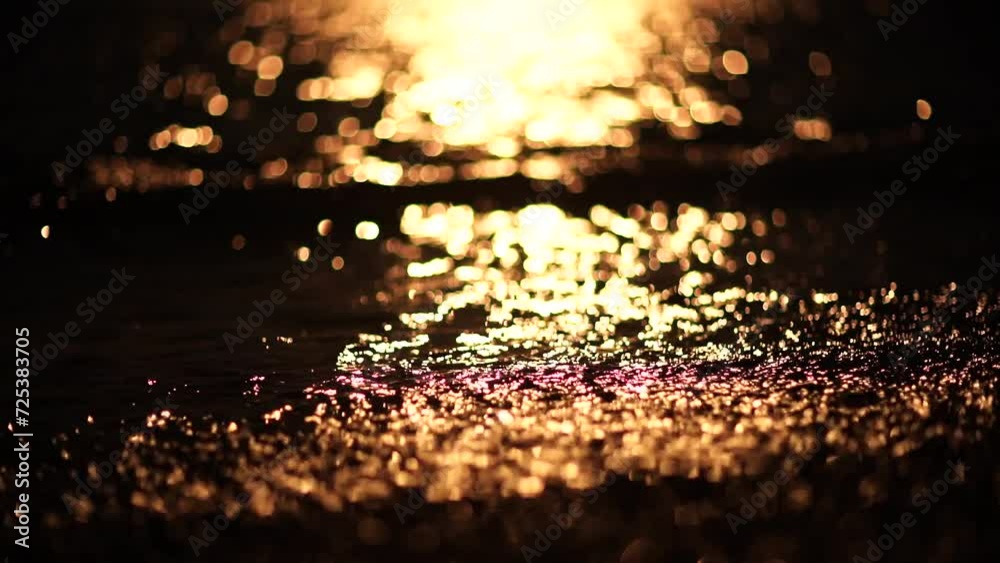 Abstract sea summer ocean sunset nature background. Small waves on golden water surface in motion blur with golden bokeh lights from sun. Holiday, vacation and recreation. Weather and climate change. Abstract sea summer ocean sunset nature background. Small waves on golden water surface in motion blur with golden bokeh lights from sun. Holiday, vacation and recreation. Weather and climate change.