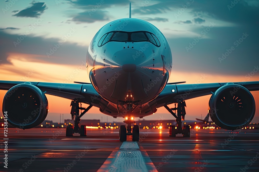 © Thares2020 - Modern air travel with airplane and aviation focusing on commercial jet at airport runway. Imagery suggests dynamics of flight transportation and intersection of technology and travel © Thares2020 - Modern air travel with airplane and aviation focusing on commercial jet at airport runway. Imagery suggests dynamics of flight transportation and intersection of technology and travel