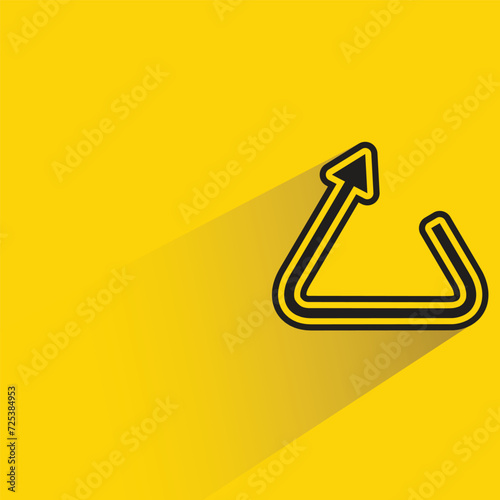 turn up arrow with shadow on yellow background