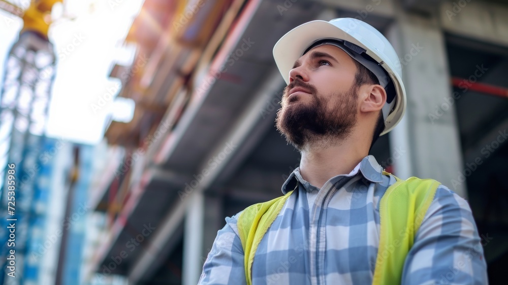 Architect Caucasian man working with colleagues mixed race in the construction site. Architecture engineering at workplace. engineer architect wearing safety helmet meeting Architect Caucasian man working with colleagues mixed race in the construction site. Architecture engineering at workplace. engineer architect wearing safety helmet meeting