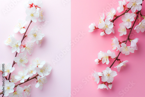 桜の枝とピンクの背景のフレーム
