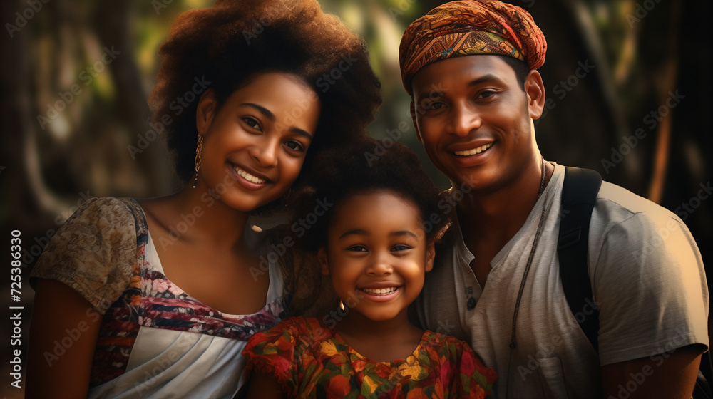 parents and child in park