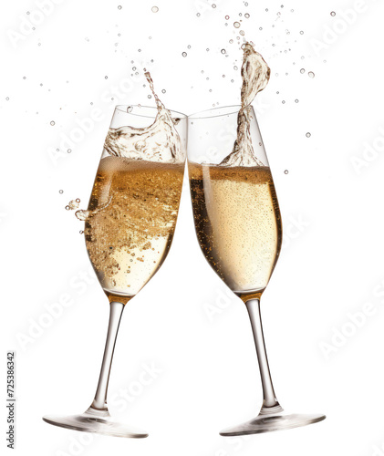champagne cheers toasting isolated on white background
