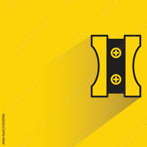 pencil sharpener icon with shadow on yellow background