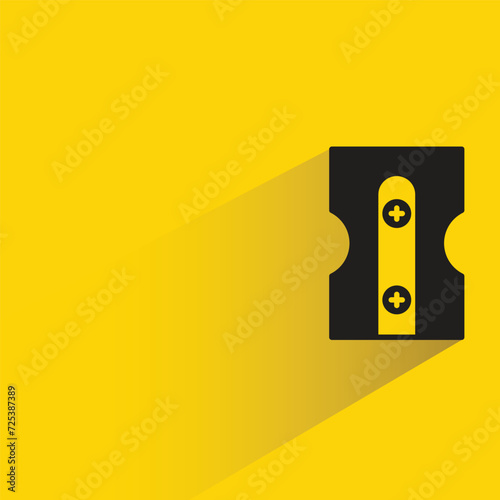 pencil sharpener icon with shadow on yellow background