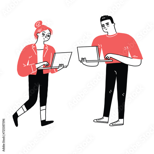 Programmer or businessman use laptop.