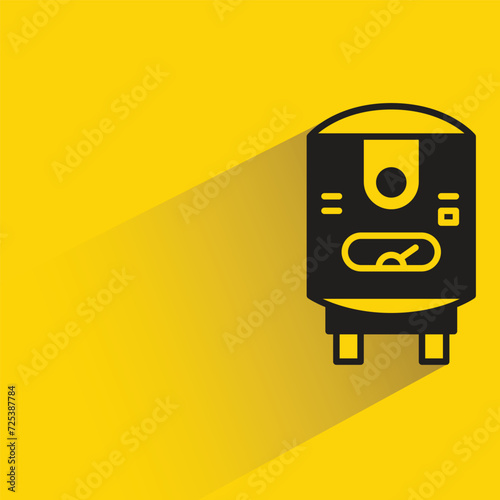 water heater icon with shadow on yellow background