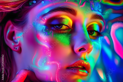 portrait of a woman in neon colors