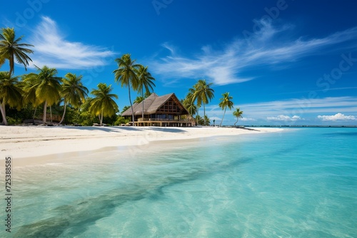 A picturesque coastal scene graced by palm fronds and the pristine, azure sea © Alisha