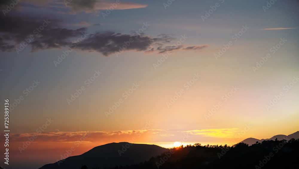 Sunset beautiful scenary, evening sky, nature, landscape, country, mountain hills
