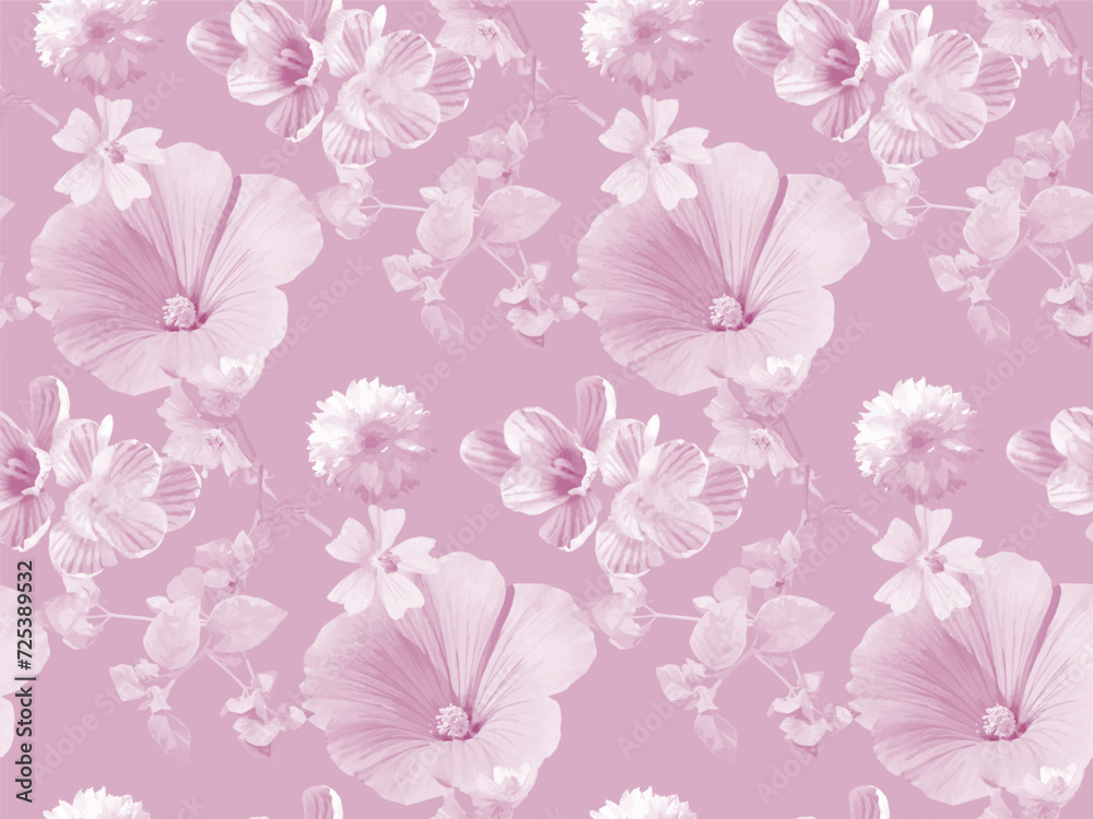 Abstract floral seamless pattern.  In style Toile de Jou.  Suitable for fabric, wrapping 