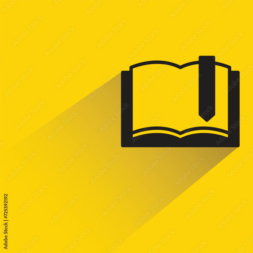 book icon with shadow on yellow background book icon with shadow on yellow background