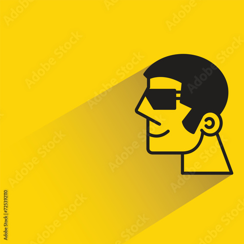 male head character with shadow on yellow background