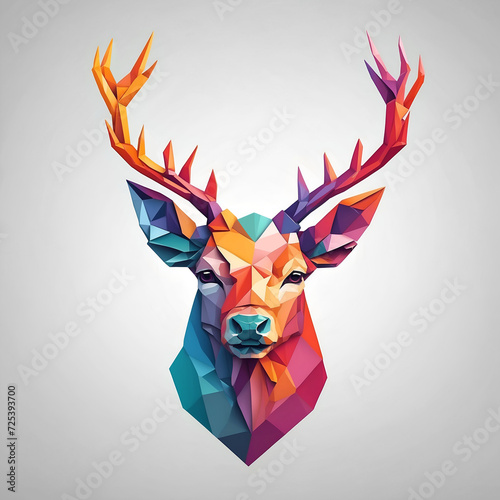 Colorful polygonal logo illustration of a stag.