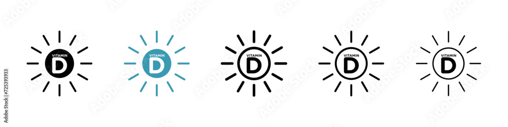 Vitamin D Source Vector Icon Set. Sunshine-Derived Vitamin Vector Symbol for UI Design.