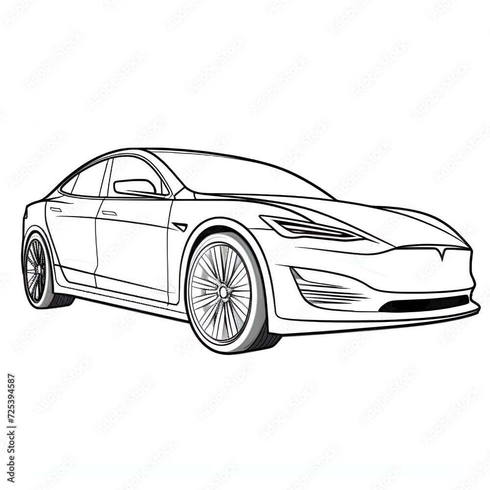 Tesla Car Coloring Page, Ai Generative