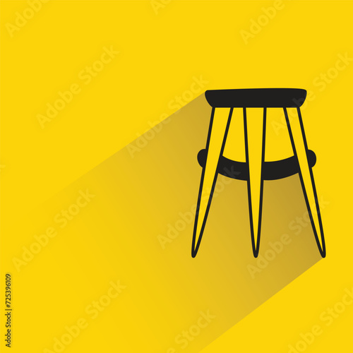 doodle stool icon with shadow on yellow background