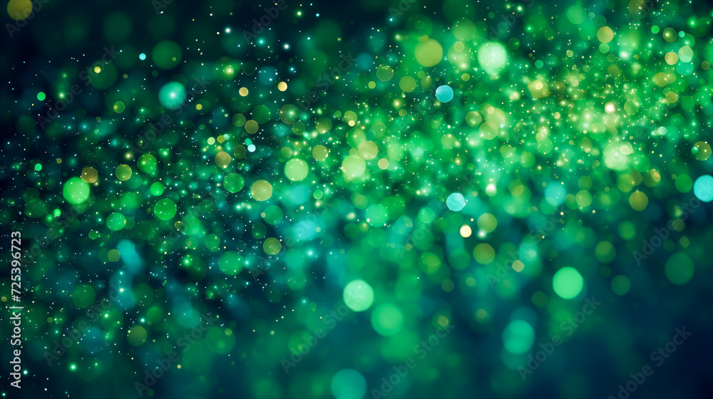 Abstract green background with particles