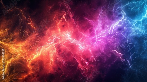 colorful lightning on dark sky background