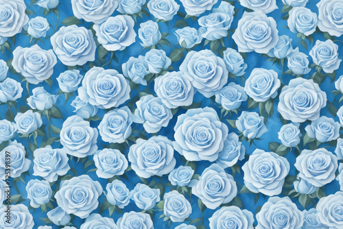 Background with watercolor painting blue roses in pastel colors. Beautiful postcard, picture, wallpaper. Floral pattern..