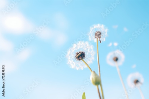 dandelion with seed heads against a clear sky