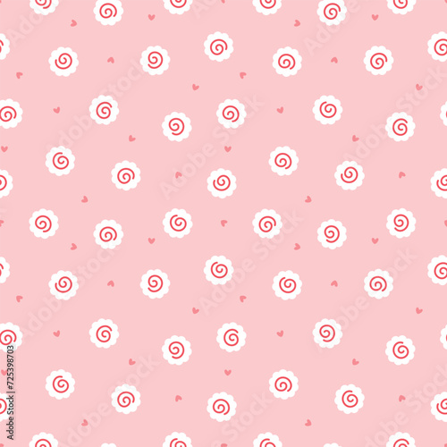 Pink seamless pattern with narutomaki fish cakes