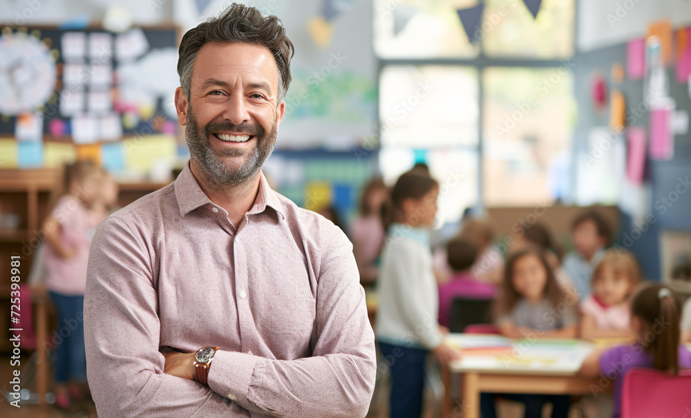 Fototapeta premium Guiding the Future: A Teacher Among Students