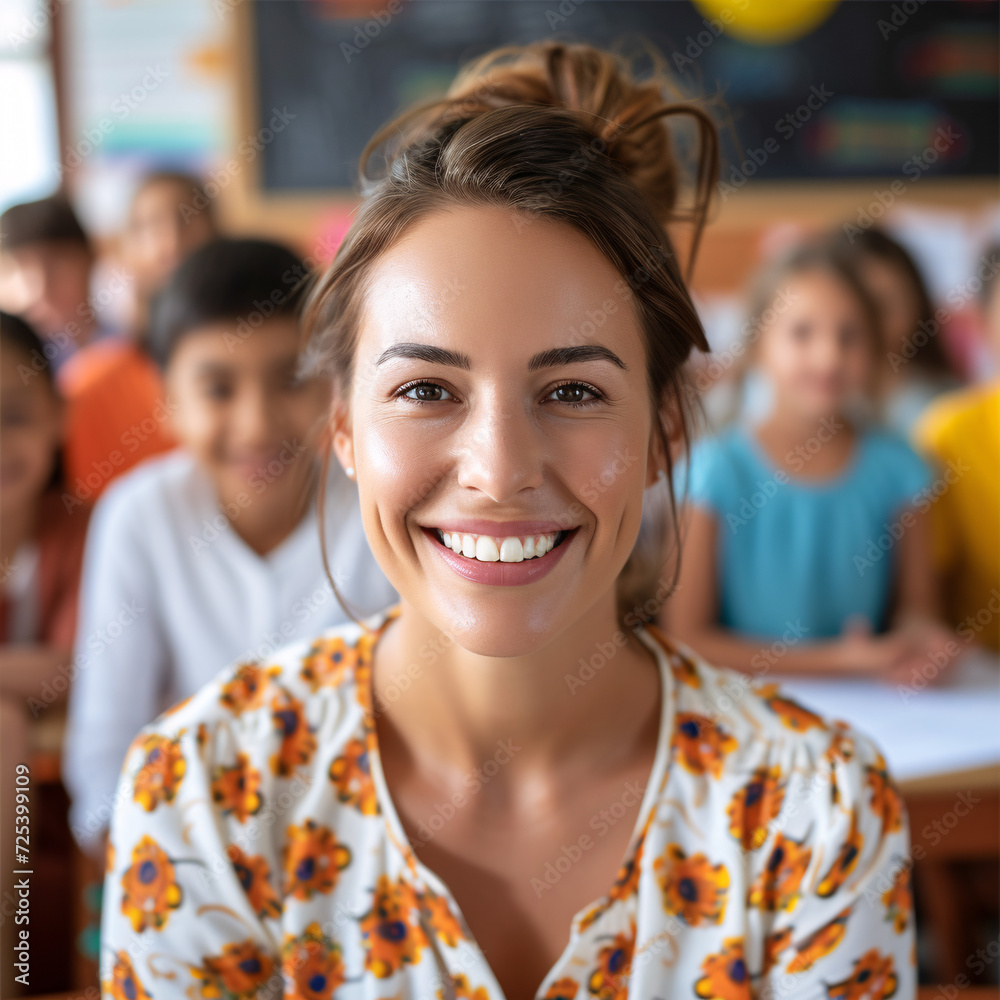 Obraz premium Guiding the Future: A Teacher Among Students