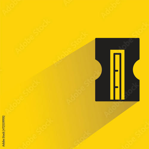 pencil sharpener icon with shadow on yellow background